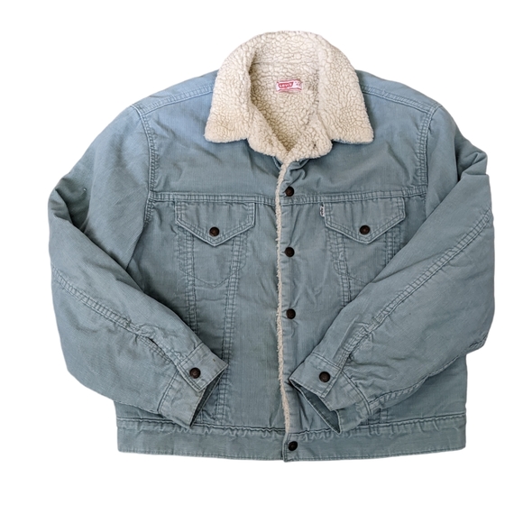 Levi's Fleece Lined Corduroy Snap Button Trucker Jacket - Picture 1 of 6